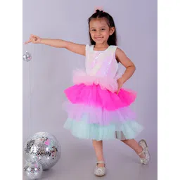 The Mom Store Girls Sequinned Embellished Fit & Flare Dress-picture-24