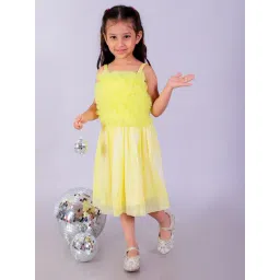 The Mom Store Girls Yellow Embellished Party Dress-picture-17