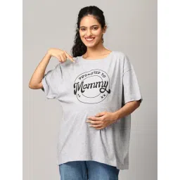 The Mom Store Grey Cotton Printed T-Shirt-picture-45