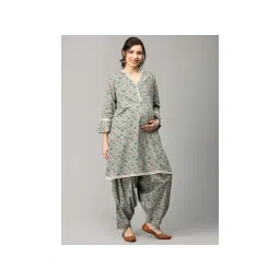 The Mom Store Grey Shade Lady Maternity Nursing Kurta with Salwar (Set of 2)-picture-15