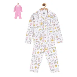 The Mom Store Infant Girls Pack Of 2 Conversational Printed Pure Cotton Night suit-picture-19