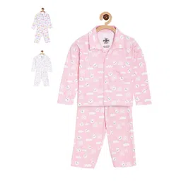 The Mom Store Infant Kids Pack Of 3 Graphic Printed Pure Cotton Night suit-picture-23