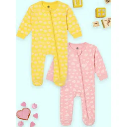 The Mom Store Kids Infants Cotton Pack Of 2 Printed Pure Cotton Sleepsuit-image-1
