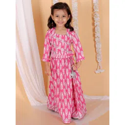 The Mom Store Kids Pink Floral Print Lehenga with Choli-picture-22