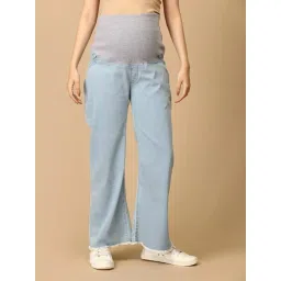 The Mom Store Light Blue Cotton Solid Jeans-picture-37