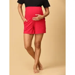The Mom Store Magenta Cotton Solid Shorts-picture-14