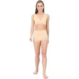 the mom store Maternity and Nursing Lingerie Combo | 100% Cotton Gusset | High Rise Lace Panty | Full Rear Coverage | Easy Breastfeeding | Comfortable | Solid Print | Color - Grey-picture-14