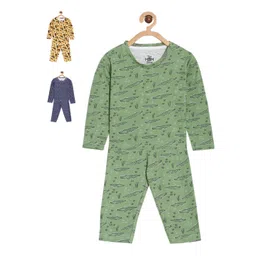 The Mom Store Pack Of 3 Kids Conversational Printed Pure Cotton T-shirt With Pyjama-picture-18