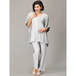 The Mom Store Striped Maternity Cotton Co Ord Set-picture-38