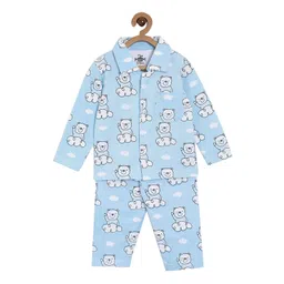 The Mom Store Unisex Kids Blue & White Printed Night suit-picture-15
