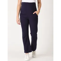 The Mom Store Women Navy Blue Solid Relaxed-Fit Maternity High-Rise Track Pants-picture-33