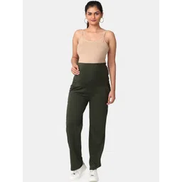 The Mom Store Women Olive Green Solid Cotton Maternity Track Pants-picture-13