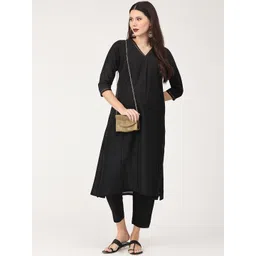The Mom Store Women Raw Silk Maternity Kurta with Trouser image 3