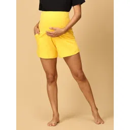 The Mom Store Yellow Cotton Solid Shorts-picture-25