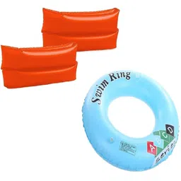 THE MORNING PLAY Kids Swimming Tube Inflatable Swim ARM Bands Combo Pool Party Swimming Learing Ring for Girls and Boys 24inch (6-10Year) Swim Floatation Belt-picture-15