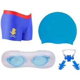 the morning play Swimming Costume for Kids Boys 2 To 5 Years Swimming Trunk 1 Anti Fog Goggles Cap BLUE Swimming Kit-picture-20