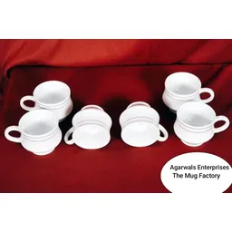the mug factory Pack of 6 Ceramic Ceramic Mona White Tea Cups Set of 6-picture-10