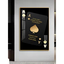 THE NEXT DECOR Black & Gold-Toned Luxe Ace Of Spades Glass Finish Vertical Wall Art-picture-35