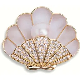 the opal jewels Sea Shell Pearl Brooch Pin | 18k Gold Plated | Trendy, Lightweight & Comfortable | Stylish & Tarnish-Resistant | Qty : 1pc-picture-25