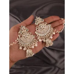 THE OSTRICH COLLECTION Contemporary Chandbalis Brass Silver Earrings-picture-19