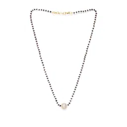 THE OSTRICH COLLECTION Women's AD Studded Spherical Pendant Black Beaded Managalsutra-picture-31