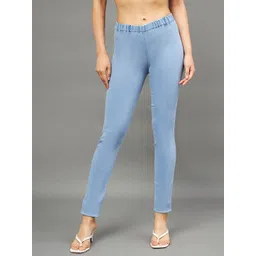 THE PAJAMA FACTORY Women Skinny Fit Washed Denim Weave Jeggings-picture-29