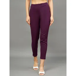 THE PAJAMA FACTORY Women Tailored Tapered Fit High-Rise Trousers-picture-15