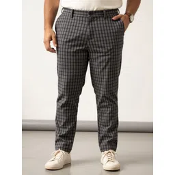 The Pant Project Men Checked Comfort Slim Fit Wrinkle Free Trousers-image-30