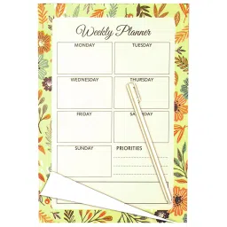 The Papier Ocean A5 Things Weekly Planner Tear Off Sheet Pad 52 Sheets with Green Flowers Pattern-picture-7