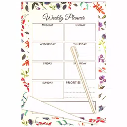The Papier Ocean A5 Things Weekly Planner Tear Off Sheet Pad 52 Sheets with White Flowers Pattern-picture-9