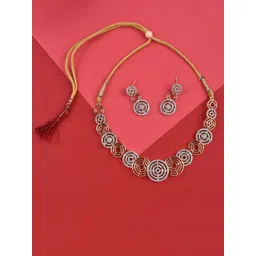 The Pari Classy Rhodium-Plated Two-Toned AD-Studded Pearl Beaded Jewellery Set-image-41
