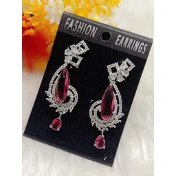The Pari Rhodium-Plated American Diamond-Studded Drop Earrings-picture-19