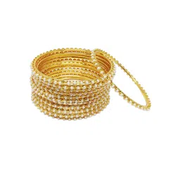 The Pari Set Of 12 Gold-Plated Pearl Beaded Bangles-picture-19