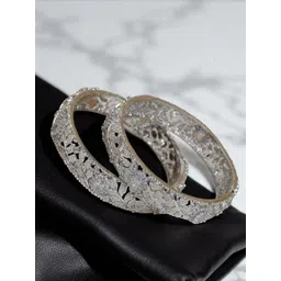 The Pari Set Of 2 Rhodium-Plated American Diamond-Studded Bangles-picture-43
