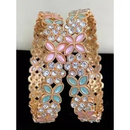 The Pari Set Of 2 Rose Gold-Plated Artificial Stone-Studded Bangles-picture-29