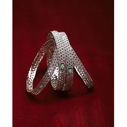 the pari Set of 4 Silver-Plated Broad Bangles-picture-29