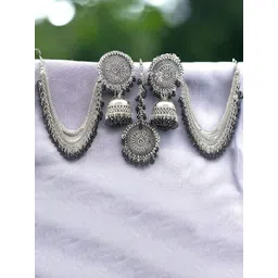 The Pari Silver-Plated Artificial Beads-Beaded Jhumkas-picture-17