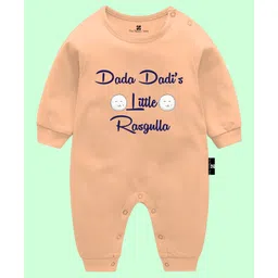 The Peppy Tend 100% Cotton Full Sleeves Dada Dadis Little Rasgulla Text Printed Romper - Peach-image-38
