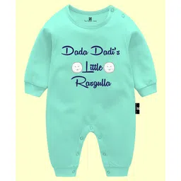 The Peppy Tend 100% Cotton Full Sleeves Dada Dadis Little Rasgulla Text Printed Romper - Sea Green-image-35