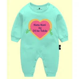 The Peppy Tend 100% Cotton Full Sleeves Nanu Nani Ka Dil Ka Tukda Text Printed Romper - Sea Green-image-30
