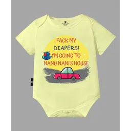 The Peppy Tend 100% Cotton Half Sleeves Family Theme To Nanu Nani's House Text Printed Onesie - Yellow-picture-18