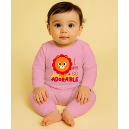 The Peppy Tend 100% Cotton Knit Full Sleeves I Am So Adorable Text Printed Romper - Pink-image-40