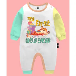 The Peppy Tend Christmas Theme 100% Cotton Full Sleeves My First New Year Full Romper - Multi Colour-picture-11