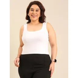 The Pink Moon Solid Cotton Tank Plus Size Crop Top-picture-43