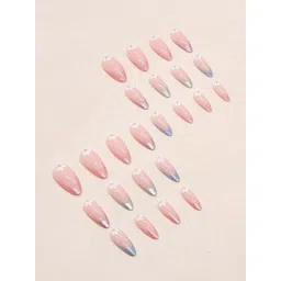 The Pink Truck Set of 24 Artificial Reusable Nails With Flower Print Design-picture-14