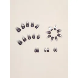 The Pink Truck Set Of 24 Artificial Reusable Nails With Glue - Violet With Cream Bow-image-15