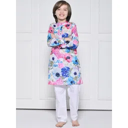 THE PONY & PEONY CO. Boys Floral Printed Cotton Kurta with Pyjamas-picture-16