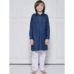THE PONY & PEONY CO. Boys Pure Cotton Kurta with Pyjamas-picture-45
