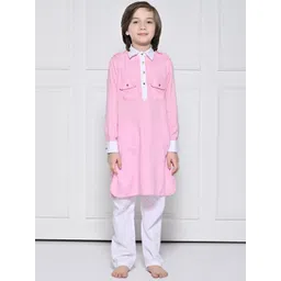 THE PONY & PEONY CO. Boys Solid Pure Cotton Kurta with Pyjama-picture-42