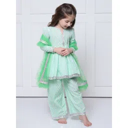 THE PONY & PEONY CO. Girls Ethnic Motifs Printed Cotton Kurta with Salwar & Dupatta-picture-10